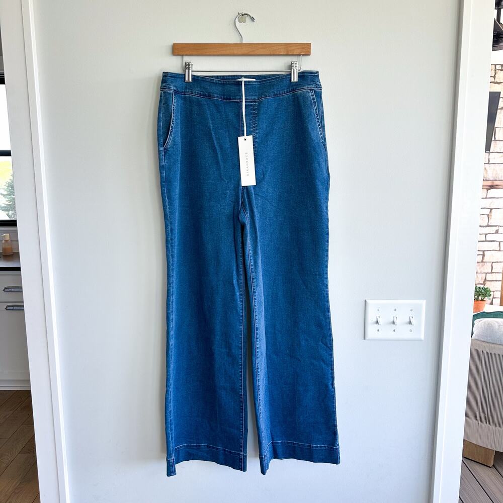 Kiragrace Veronica High Rise Denim Stretch Trouser Jeans Classic Wash Blue L